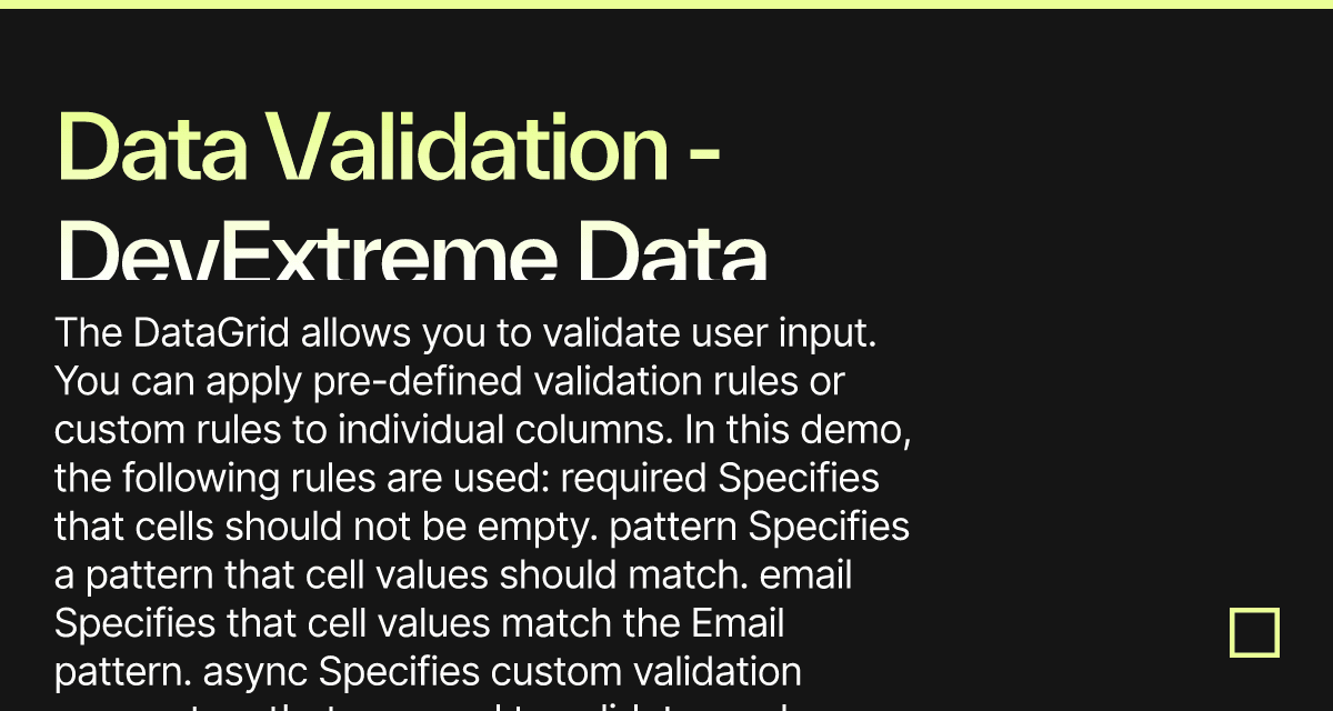 Data Validation DevExtreme Data Grid Codesandbox