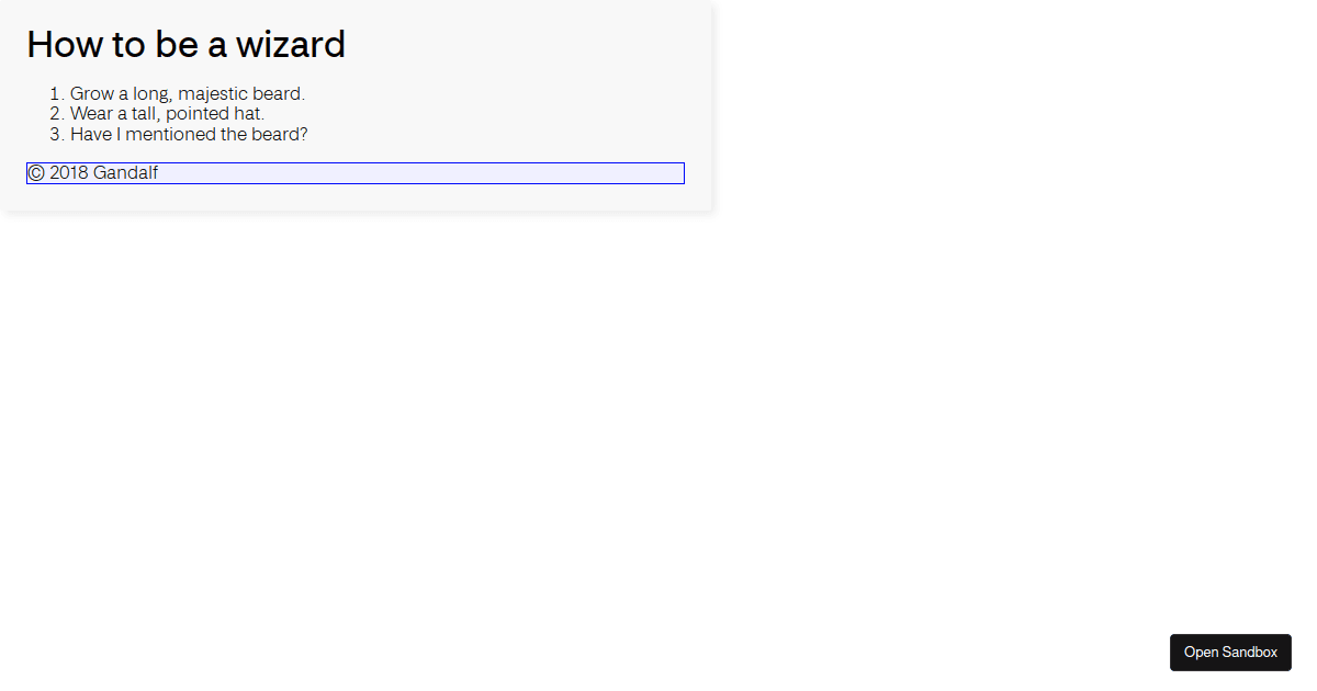 semantic html workshop - footer (forked) - Codesandbox