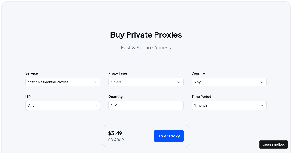 Proxy-Cheap Proxy Widget HTML - Codesandbox