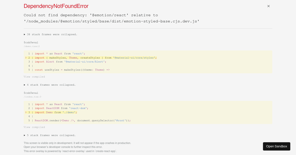 BasicAlerts Material Demo - Codesandbox