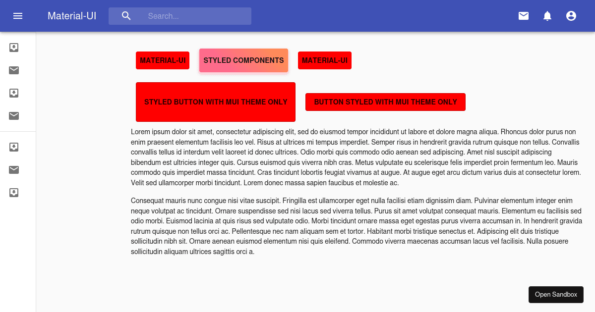 Style Material UI components with styled-components - Codesandbox