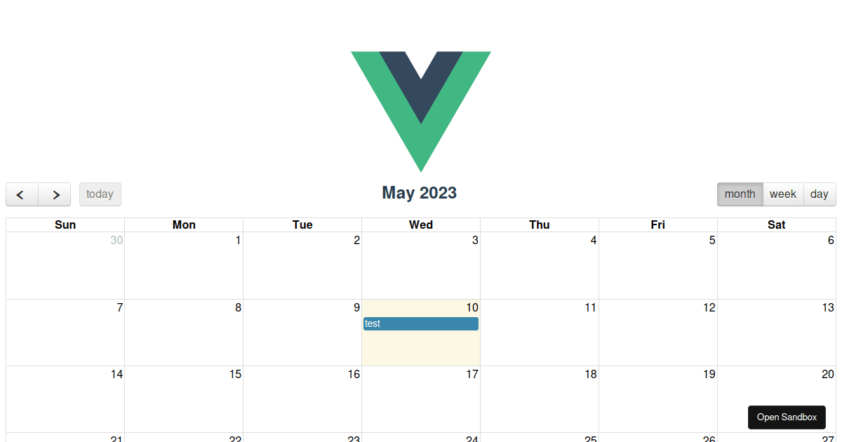 Vue fullcalendar scheduler example - Codesandbox