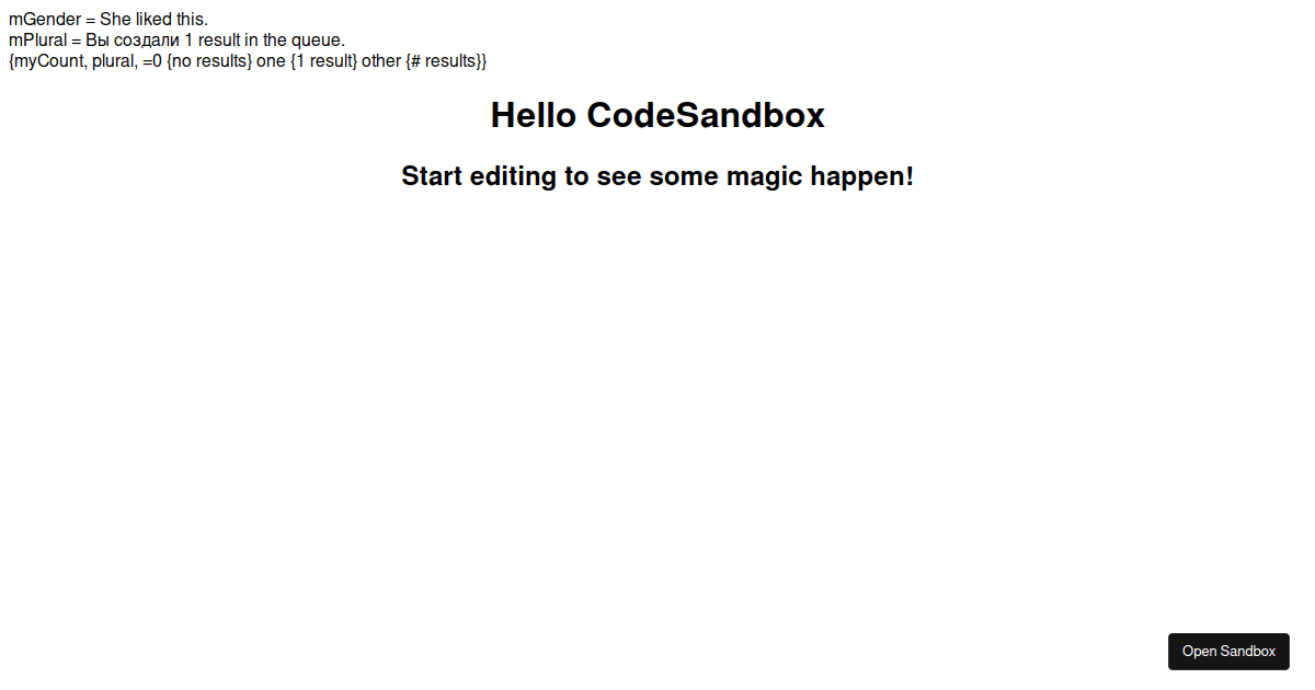 messageformat test (forked) - Codesandbox