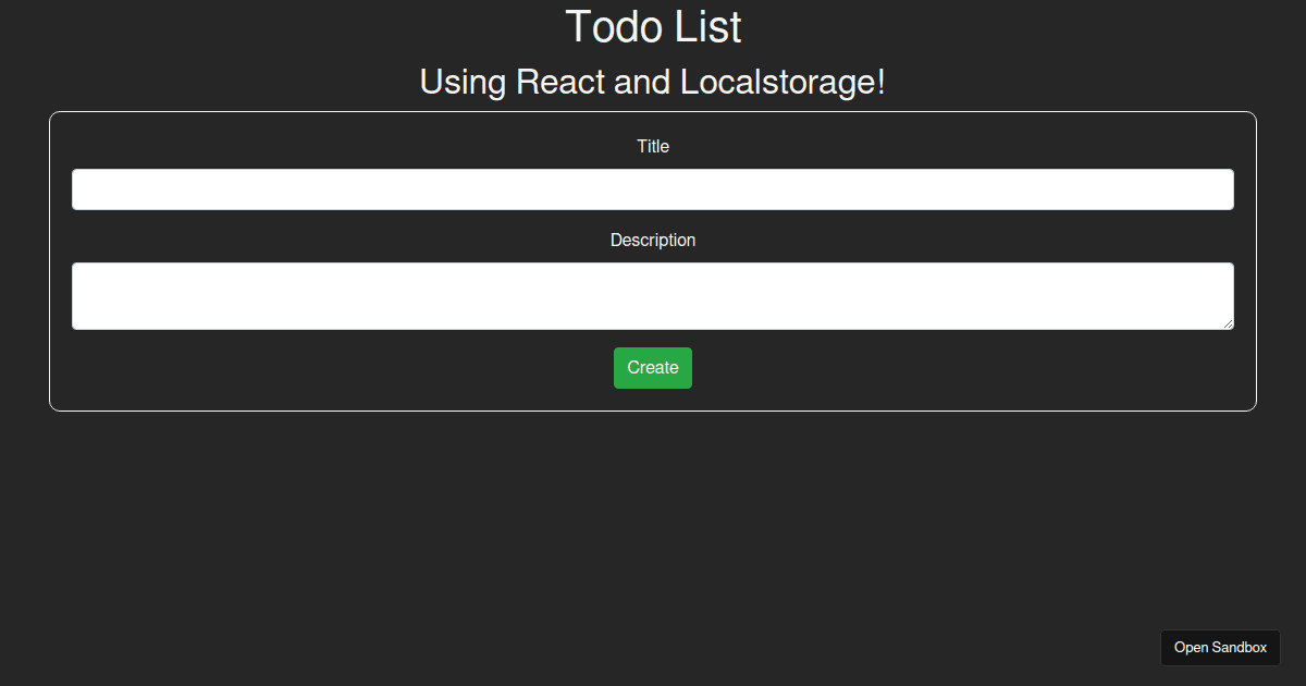 React TODO List: Local Storage - Codesandbox