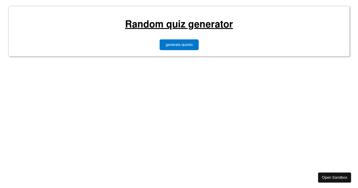 Random quiz generator codesandbox