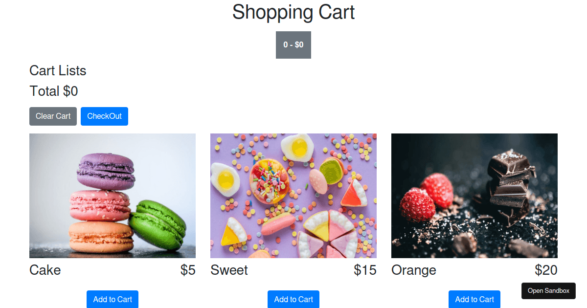 My Shopping Cart - Codesandbox