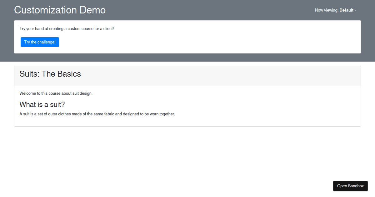 Customization Demo - Codesandbox