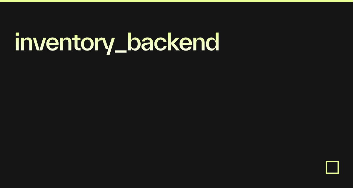 inventory_backend - Codesandbox