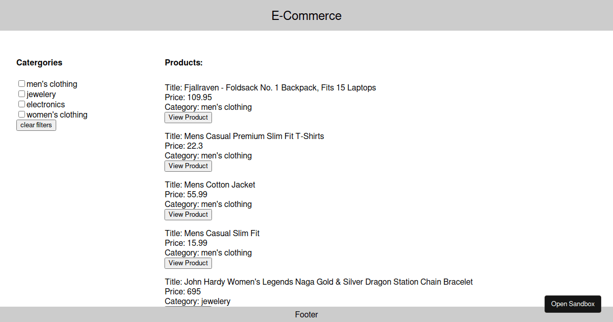 e-commerce - Codesandbox