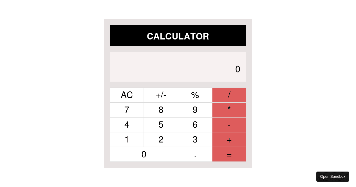 Calculator project (forked) - Codesandbox