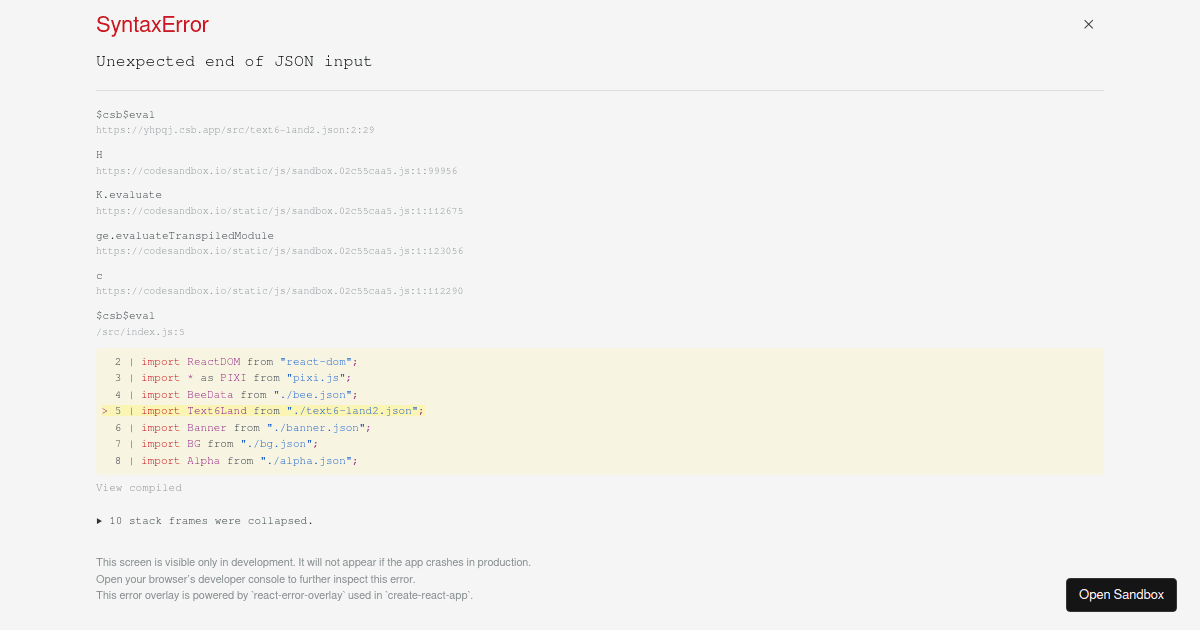 pixi after effects - Codesandbox