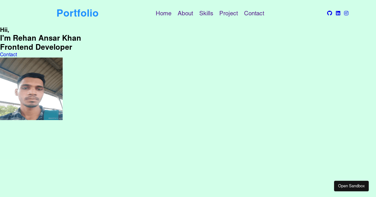 portfolio website - Codesandbox