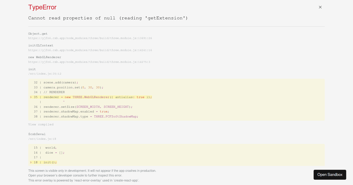 3D dice roll using Three JS (forked) - Codesandbox