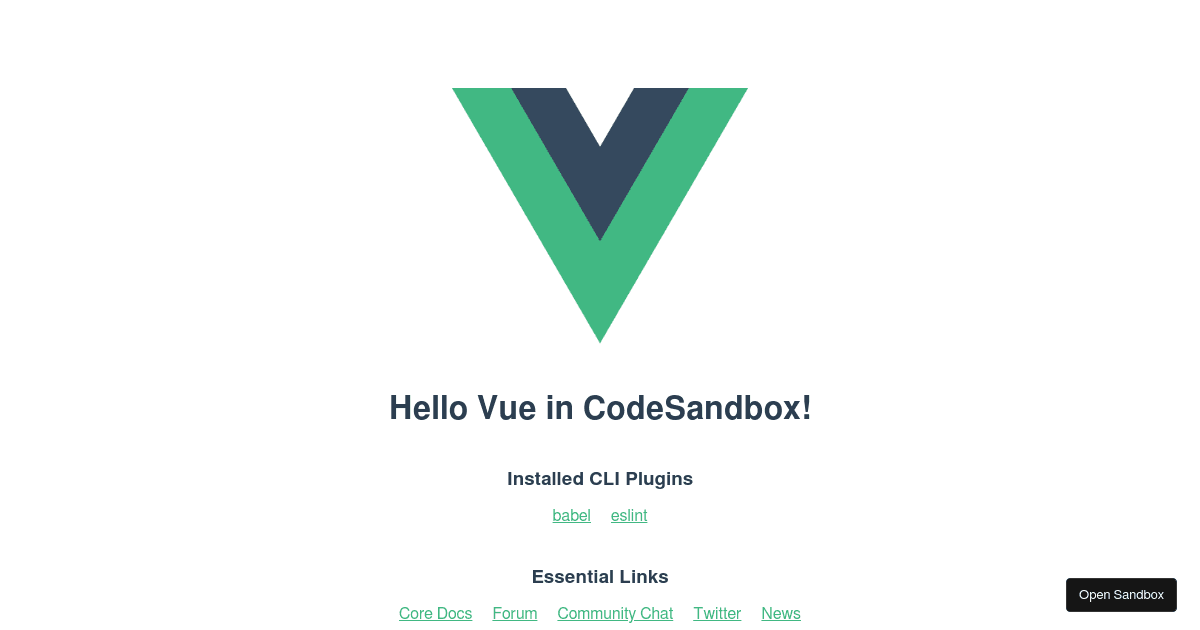 Vue template codesandbox
