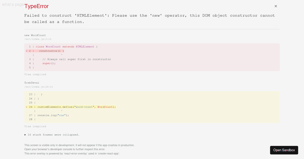 web components - Codesandbox