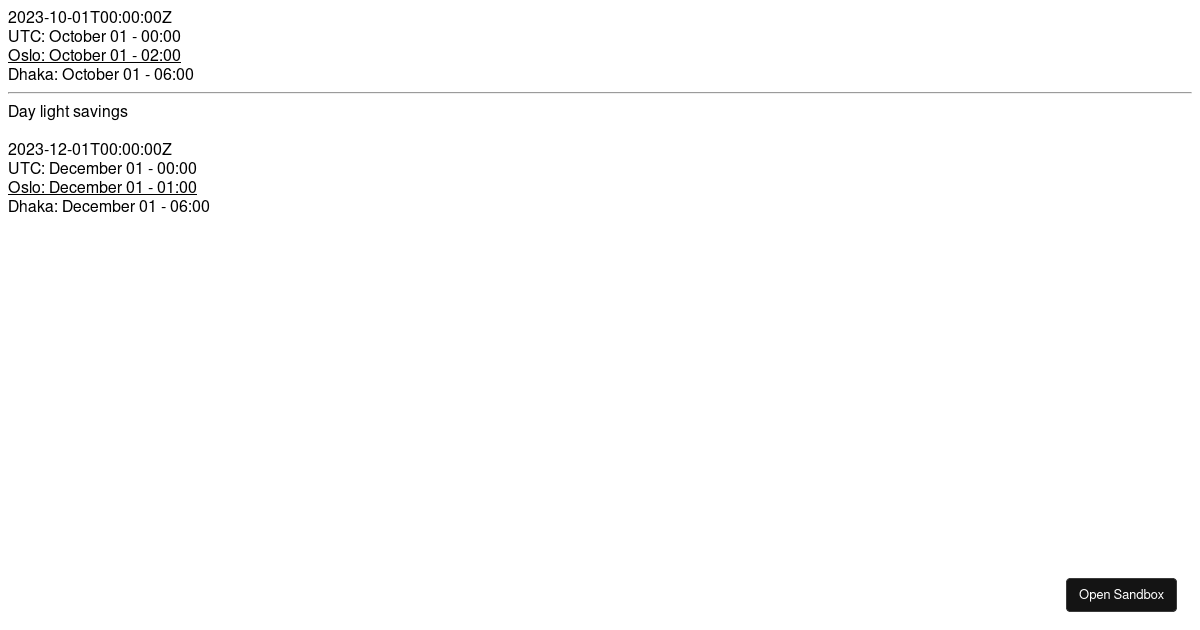 Moment JS Timezone test (forked) - Codesandbox