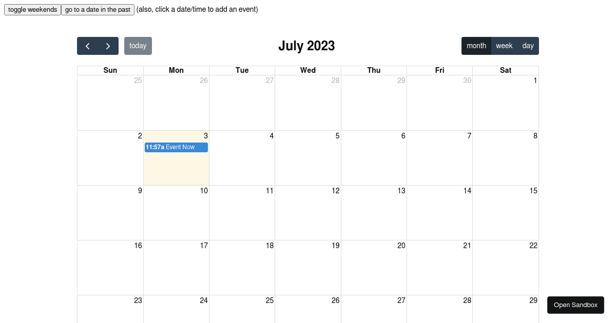 FullCalendar Vue - Codesandbox