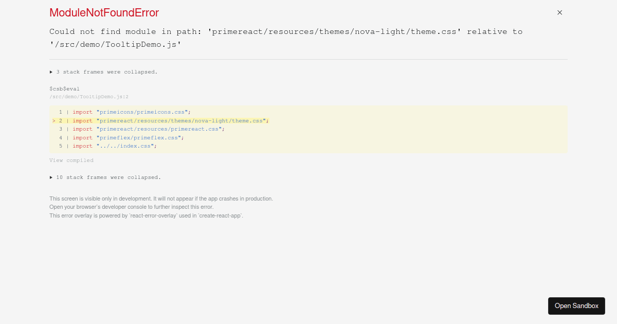 prime react tooltip issue fix - Codesandbox