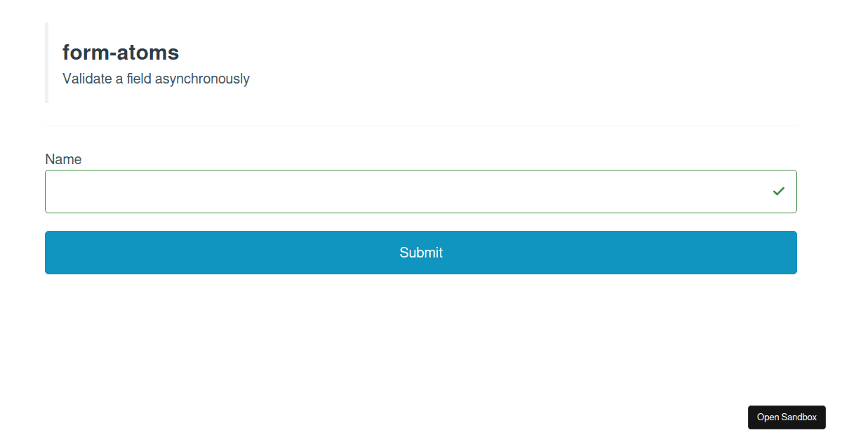 form-atoms validate asynchronously - Codesandbox