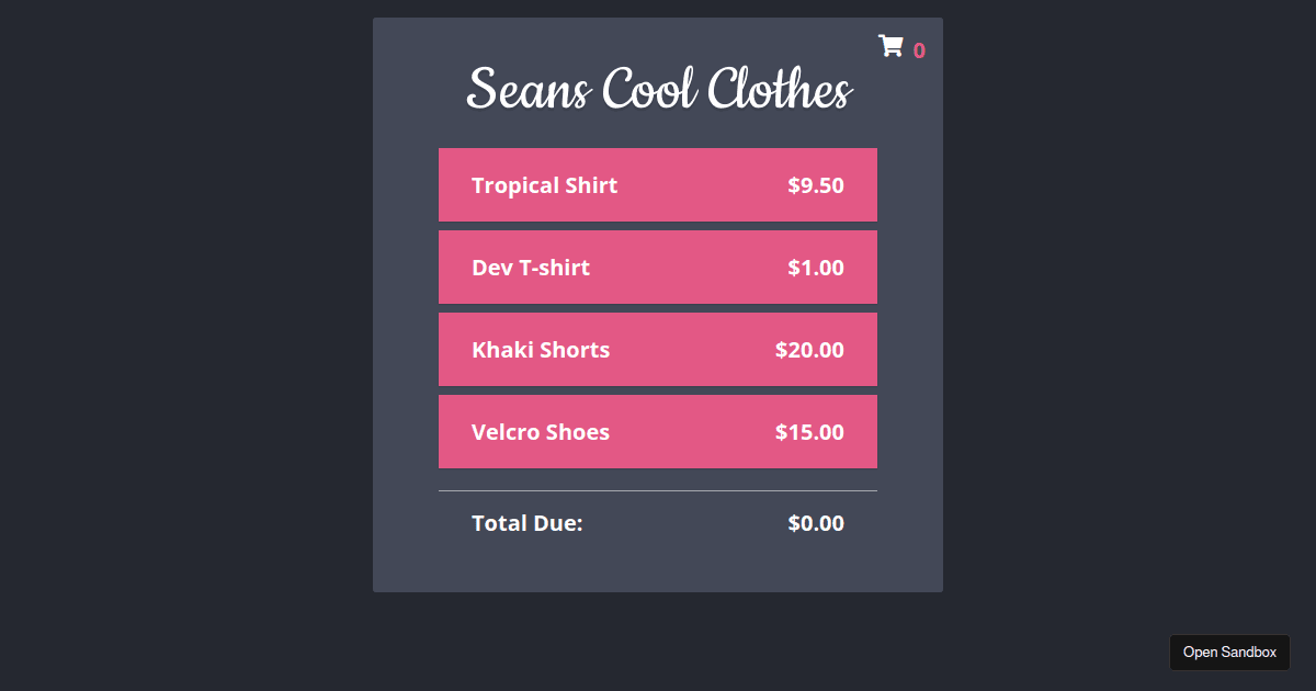 Vue Shopping Cart - Codesandbox