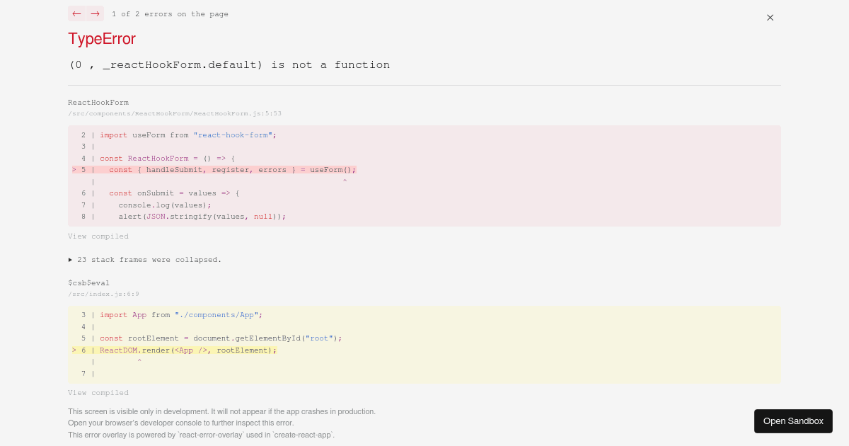 React Hook Form Playground (forked) - Codesandbox