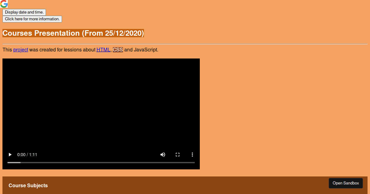 Training project - Codesandbox