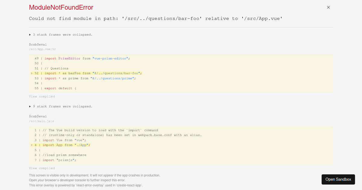 Vue Prism Tester - Codesandbox