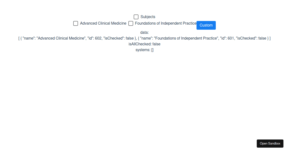 checkbox array component - Codesandbox