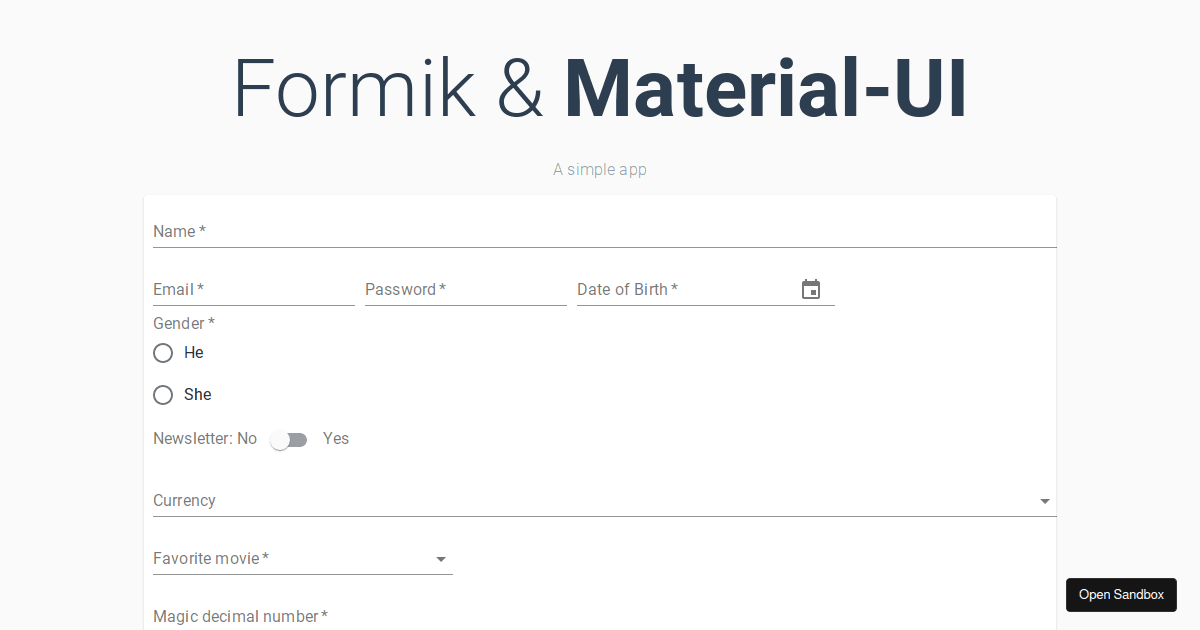 React Formik Autocomplete TextField - Codesandbox