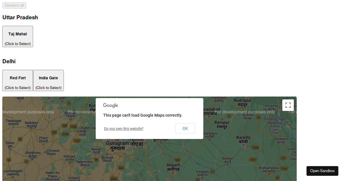 Google Map in ReactJS - Codesandbox