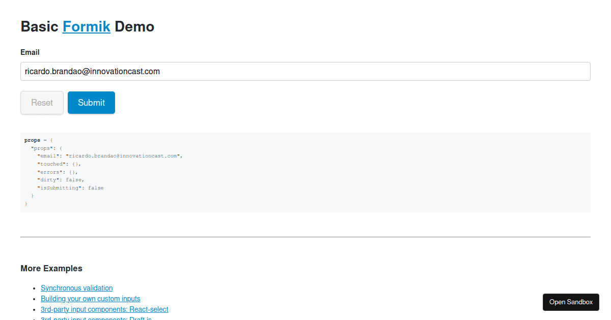 Formik Example - Codesandbox