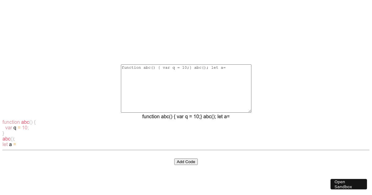 Code editor using ace (forked) - Codesandbox