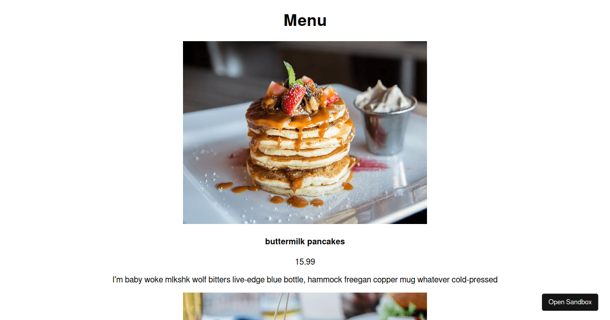 RESTAURANT MENU - Codesandbox