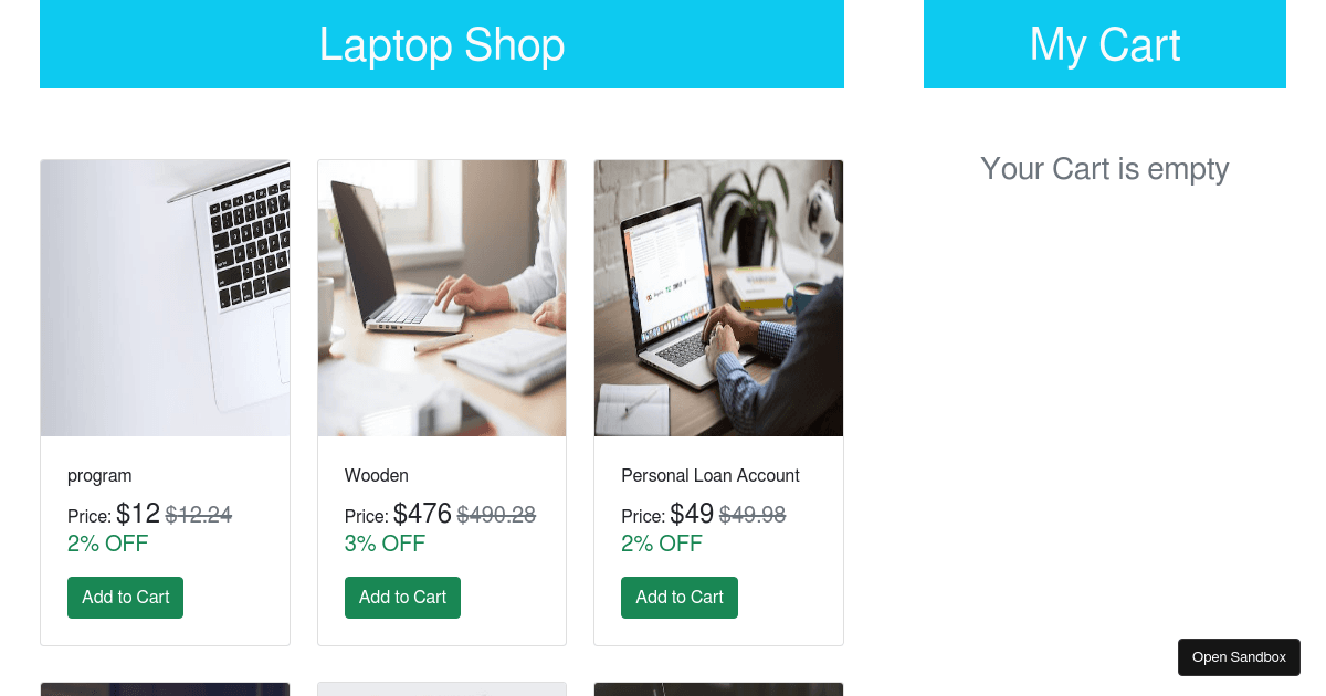e-commerce - Codesandbox