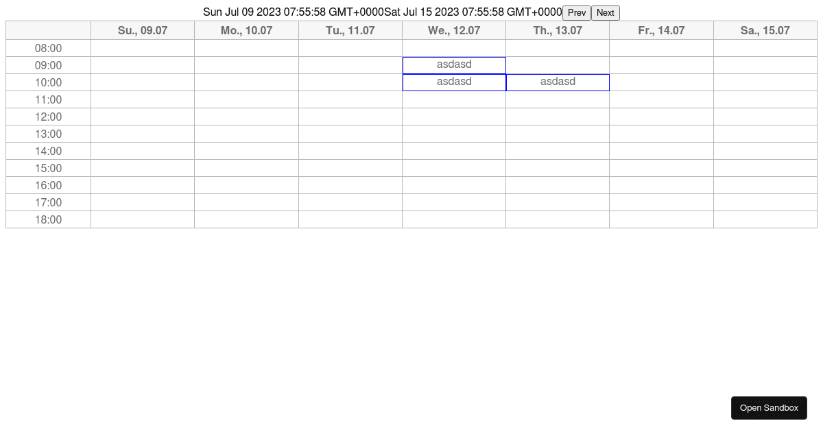 React week view datepicker test (forked) - Codesandbox