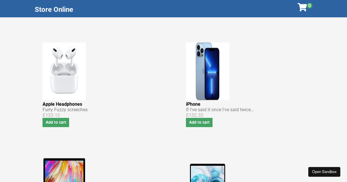 shoppingcartreactjs Codesandbox