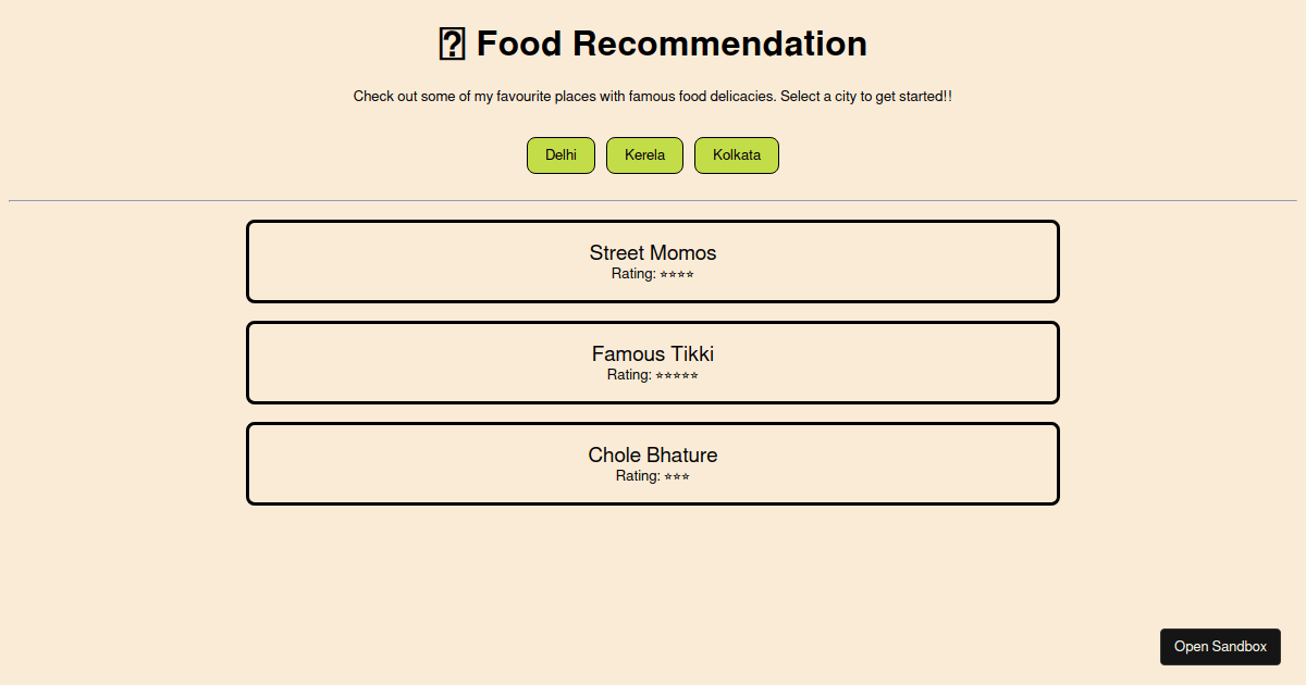 Recommendation App - Codesandbox