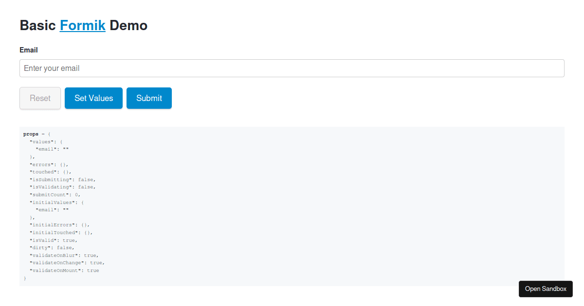 Formik Example - Codesandbox
