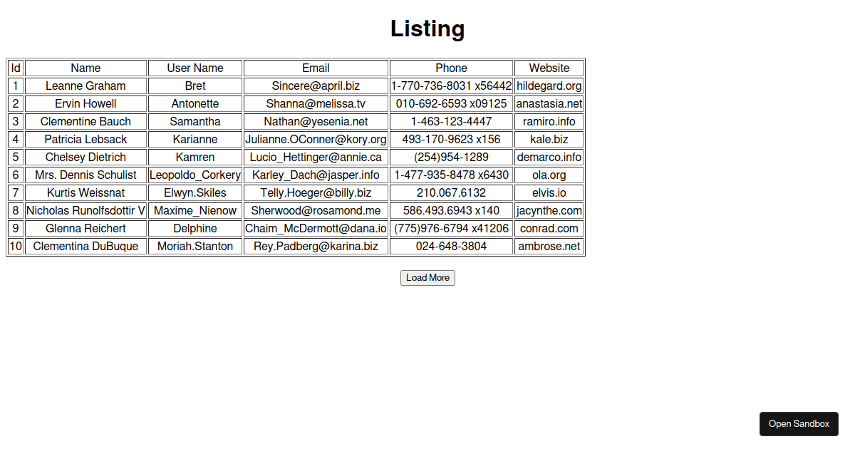 Json Place Holder Codesandbox