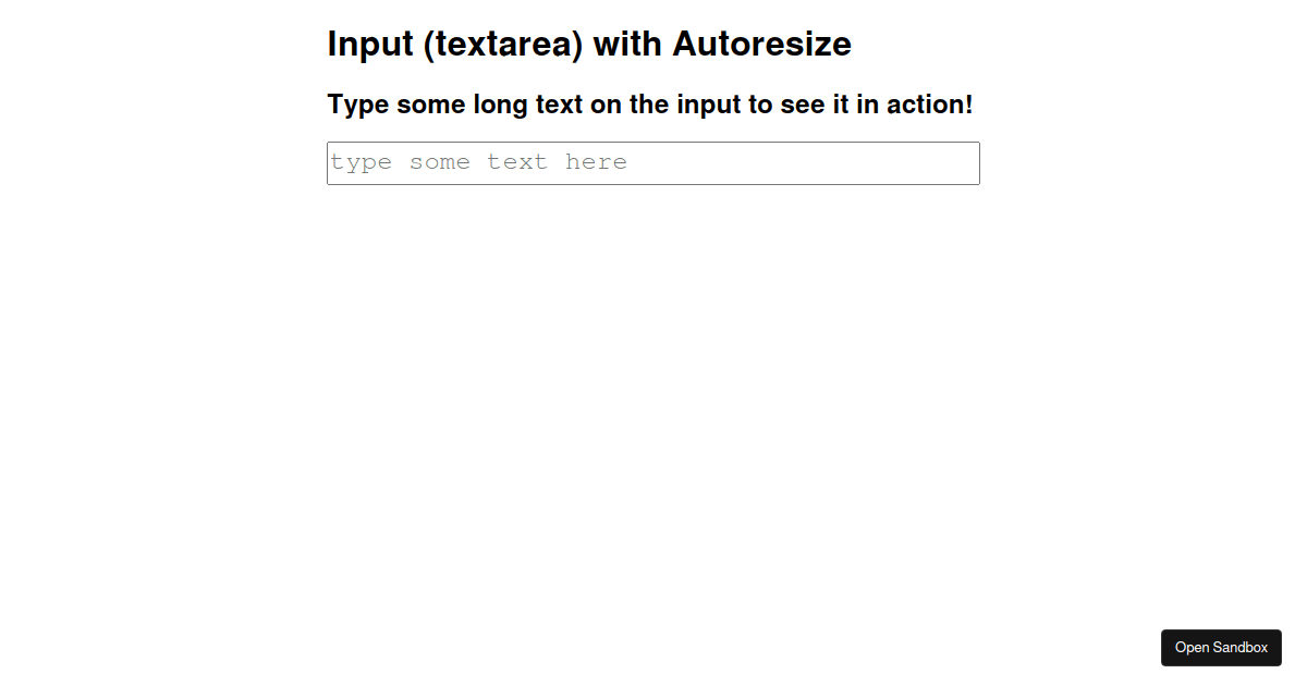 Autosize textarea (forked) - Codesandbox