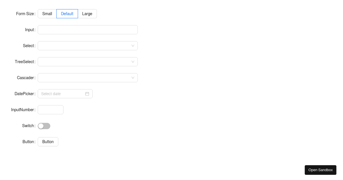 Form size - antd@5.8.4 - Codesandbox