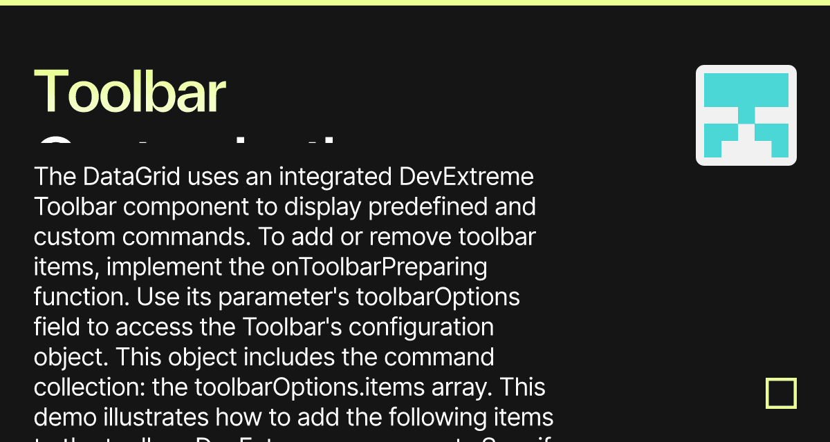 Toolbar Customization - DevExtreme Data Grid (forked) - Codesandbox