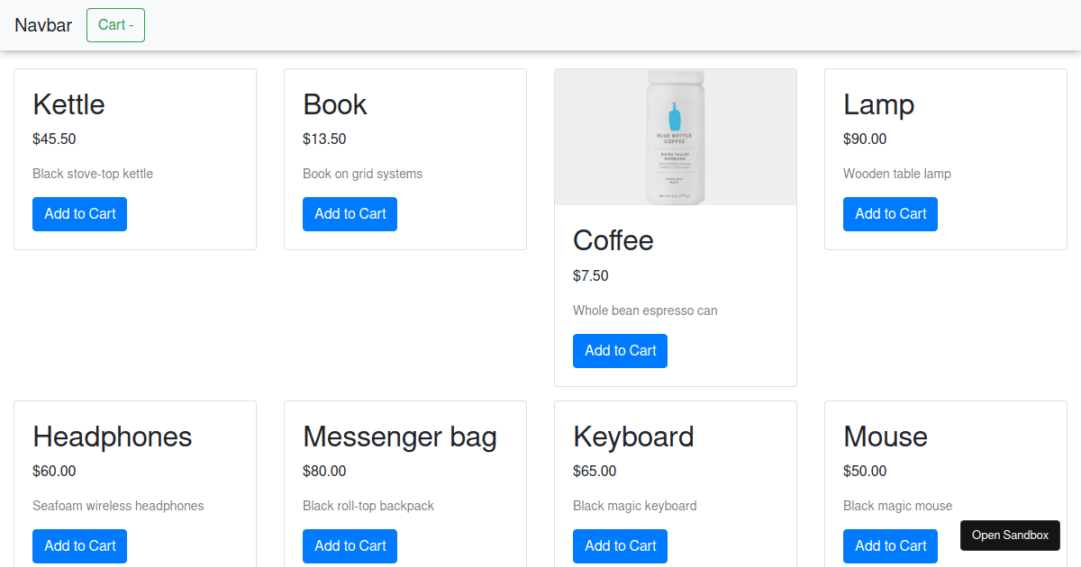 Ecommerce App - Codesandbox
