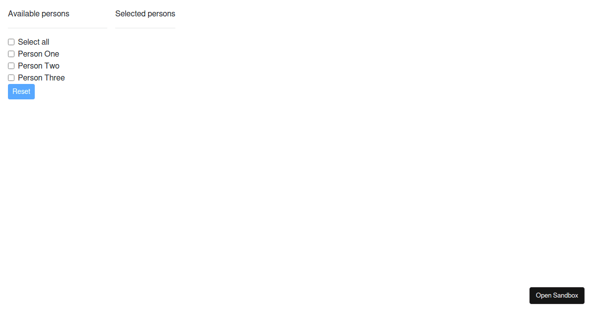 Observable selection store - Codesandbox