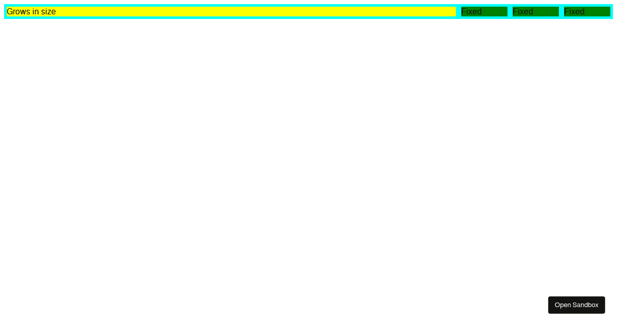 Flex fixed width children Codesandbox