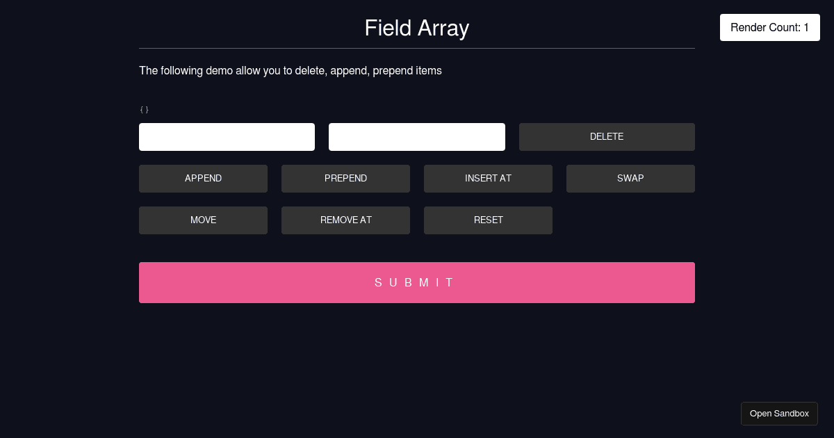 React Hook Form - useFieldArray Template (forked) - Codesandbox
