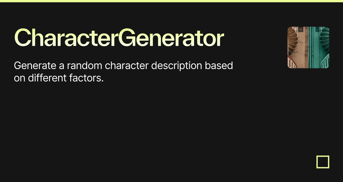 CharacterGenerator - Codesandbox