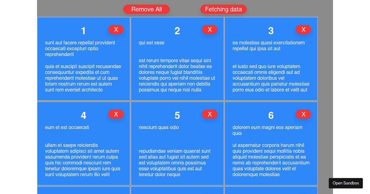 React - Redux Cards - Codesandbox