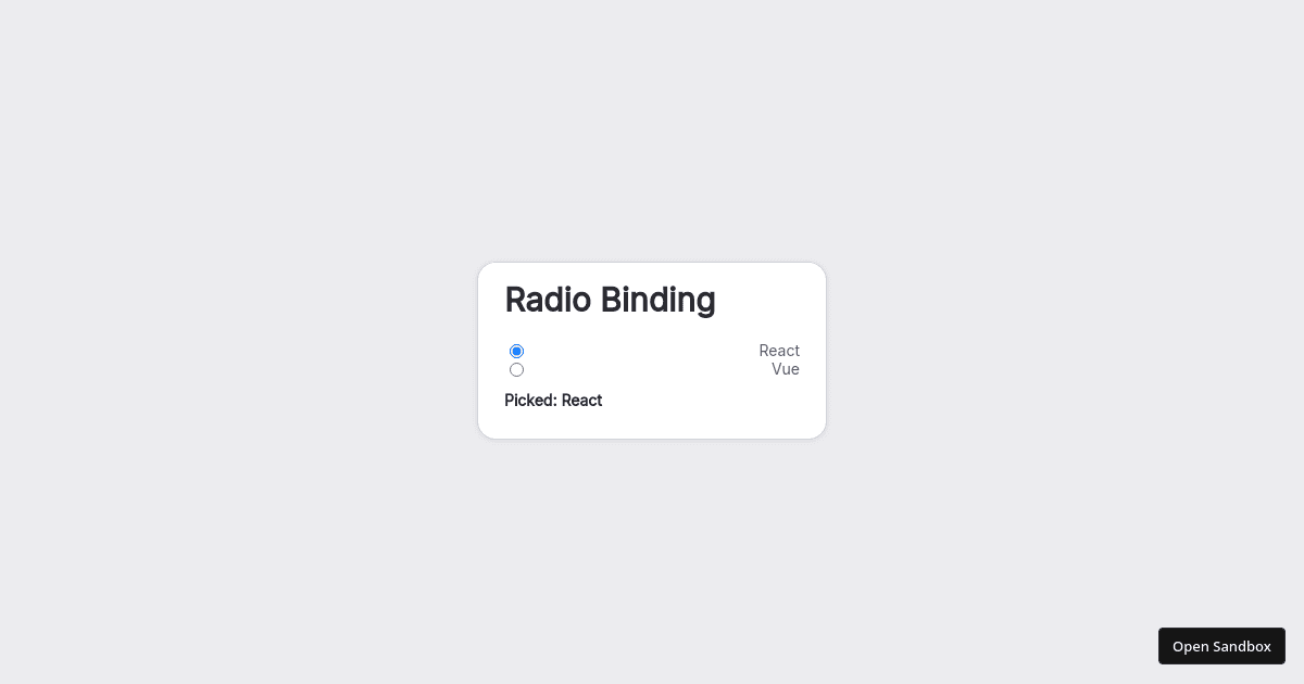 Forms - Radio Binding - Codesandbox