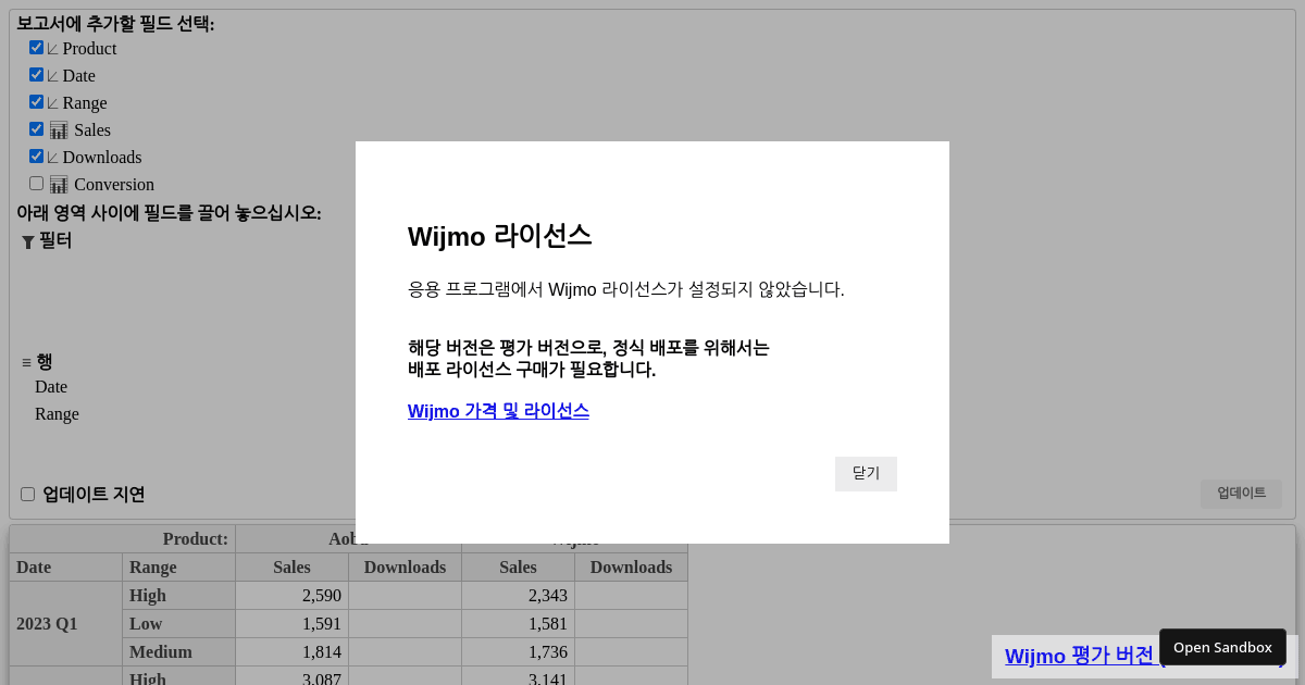 wijmo pivotgrid test - Codesandbox